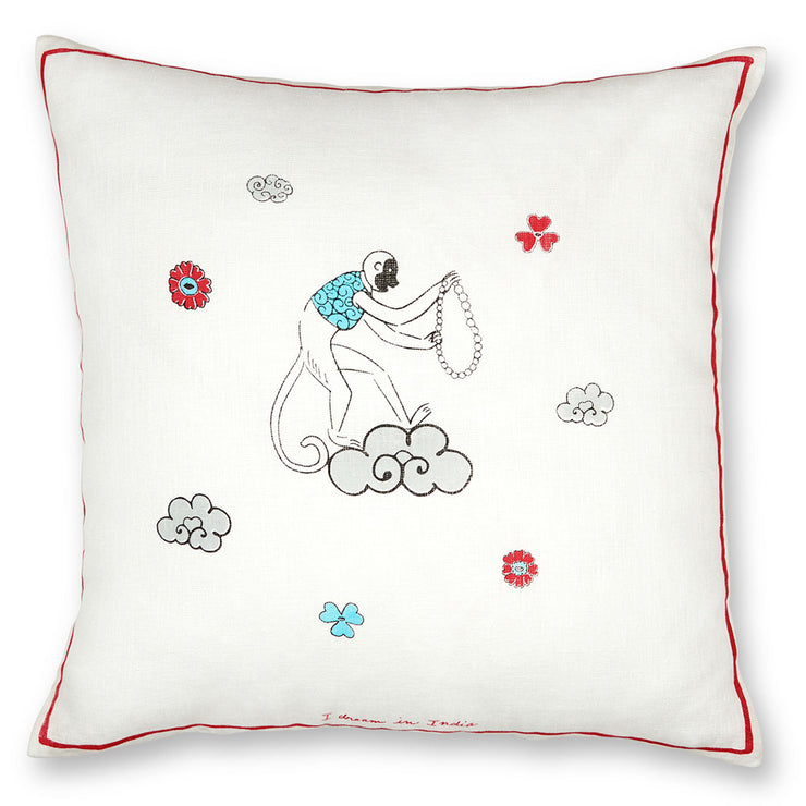 Monkey and pearl necklace cushion cover