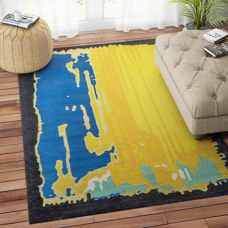 MULTICOLOR YELLOW KILIM HAND WOVEN DHURRIE