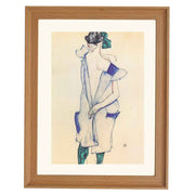 Back view of a girl in a blue skirt Egon Schiele art print