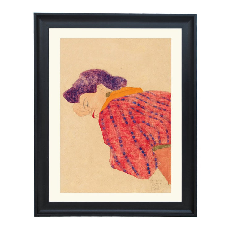 Girl with red blouse - Egon Schiele art print