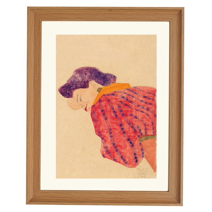 Girl with red blouse - Egon Schiele art print