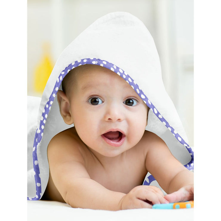 Organic Purple and White Spots Hooded Towel Set