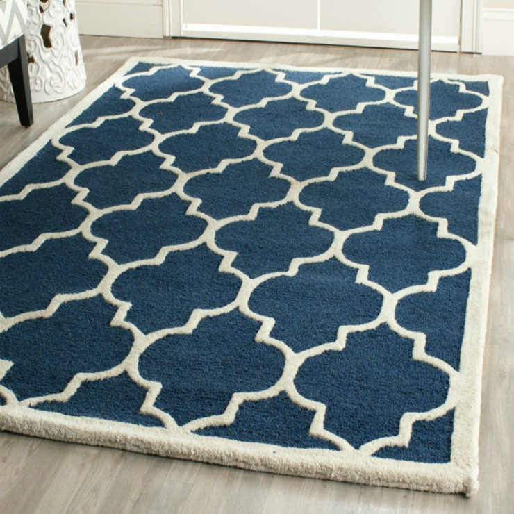 BLUE AND WHITE MOROCCAN CARPET