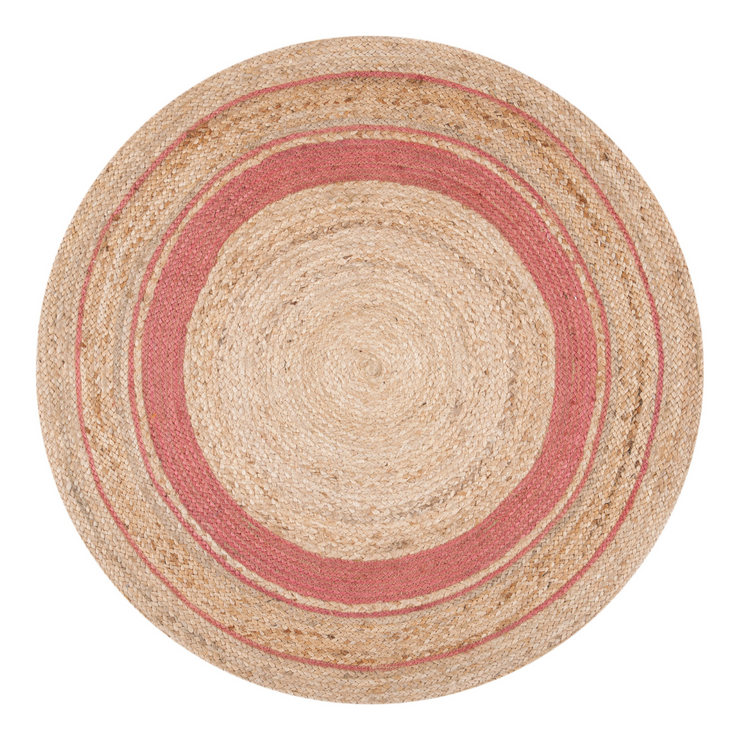 PINK AND NATURAL ROUND JUTE DHURRIE