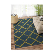 BLUE YELLOW MOROCCAN HAND WOVEN DHURRIE