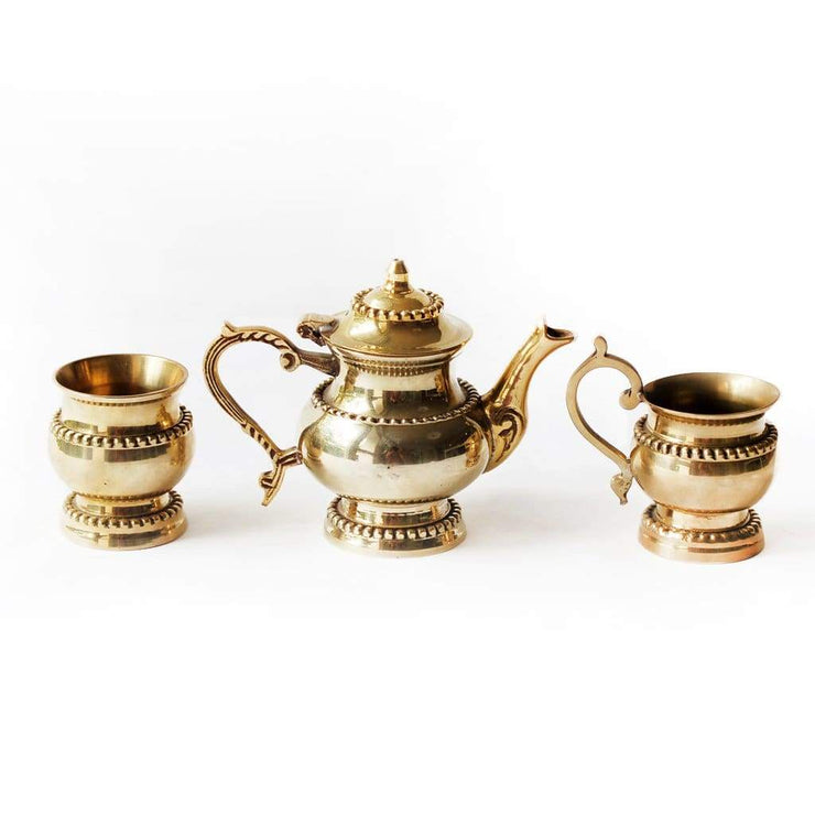 handcrafted brass tea set - GIFT BOX